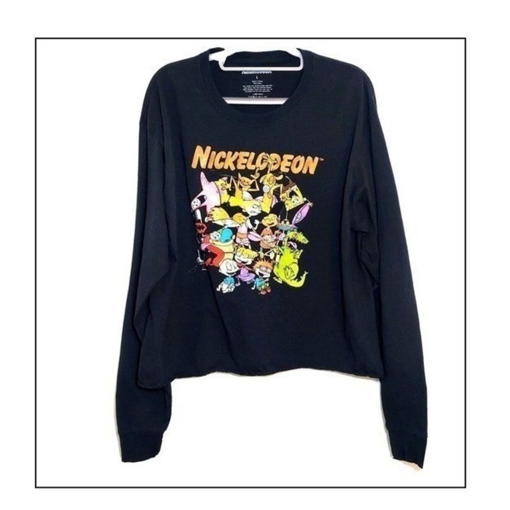 Nickelodeon Shirt Women L‎ Black Retro Cartoon Graphic Nostalgia Character Fan
